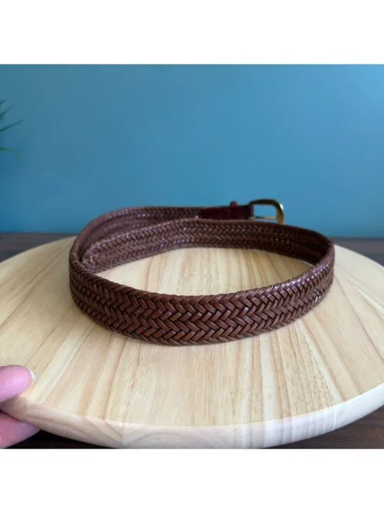 Polo Ralph Lauren Womens Braided Leather Belt With Brass Buckle Size 32 - Picture 13 of 16